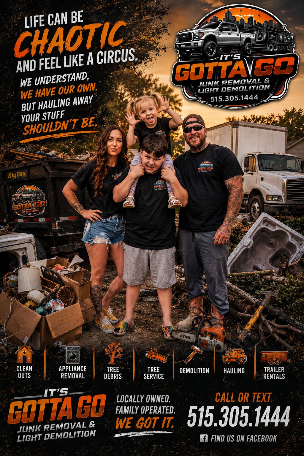 Its Gotta Go Junk Removal — family-owned and operated in Des Moines, IA